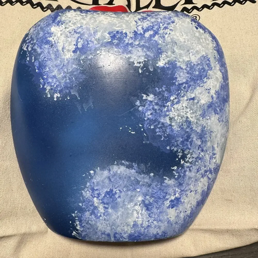 Vintage Handcrafted Flying Unicorn Pegasus Clouds Porcelain Pottery Vase Blue